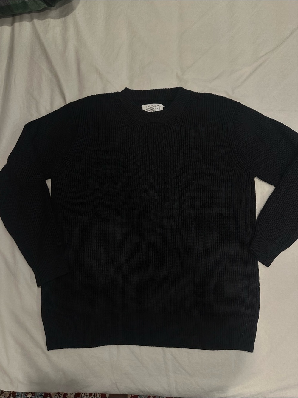 Maison Martin Margiela Black Ribbed Crewneck Sweater